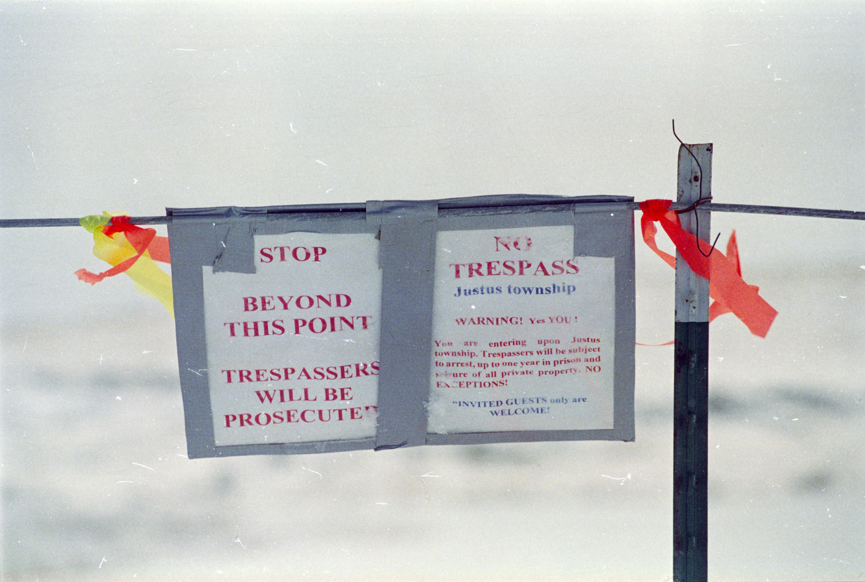 "No Trespassing" signs at Justus Township
